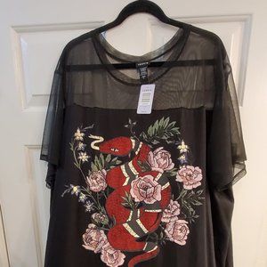 Snake T-shirt w/mesh shoulders